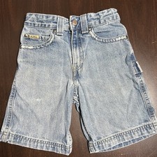 Vtg Levi Strauss Signature Youth Sz 6 Denim Cargo Shorts Adjustable Y2K Flaws