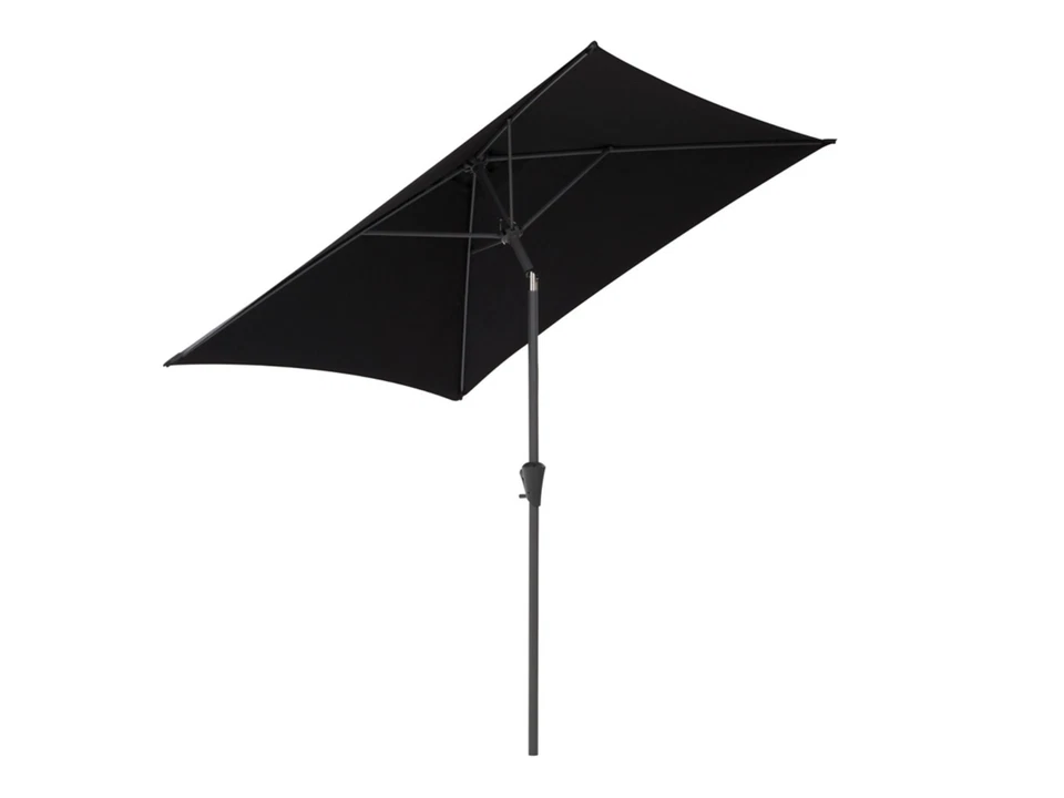 Paraguas cuadrado de patio exterior de 9 pies manivela de poste de aluminio y función de inclinación NEGRO Foto 4 de 4