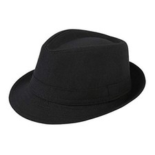 Kid's Short Brim Trilby Fedora Hat Small Black