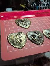 Art Nouveau Brass Stamped Findings Lot  Set Of 4 Vintage Antique Classic