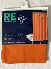 RE Style Room Essentials Super Orange 72x72 Cotton Fabric Shower Curtain 2010