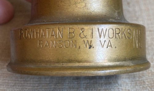Antike Powhatan B & I Works massive Messing 10" lange Feuerwehrschlauch Düse Spitze Ranson WV - Bild 4 von 14