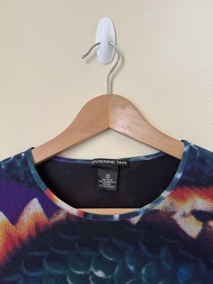 Vivienne Tam Dragon Tee Shirt Top Multicolor Nylon Vintage Size 3