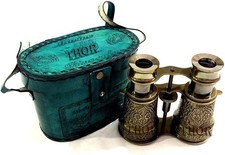 Nautical Brass Spyglass Binocular with Leather Box Gift Decor Rustic