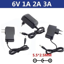 AC 100-240V to DC 6V 1A 2A 3A Power Supply Adapter Charger 5.5x2.5mm EU US Plug