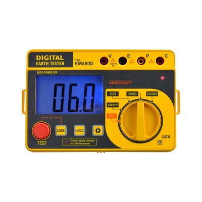ALLOSUN EM480D Digital Earth Tester/Digital Earth Resistance Tester with Hard...