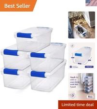Stackable 5-Pack Clear Plastic Storage Bins - Latch Lid for Security & Style
