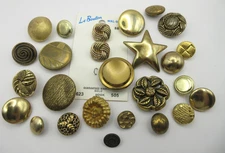 Lot of 26 Vintage SHANK GOLD Metal Buttons Textured Star Round