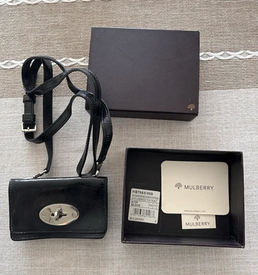Mulberry Bayswater Mini Messenger iPhone Black Patent Leather Crossbody