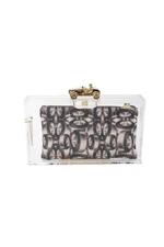 Charlotte Olympia Womens Rectangular PVC Car Clutch Handbag Clear Black Gray