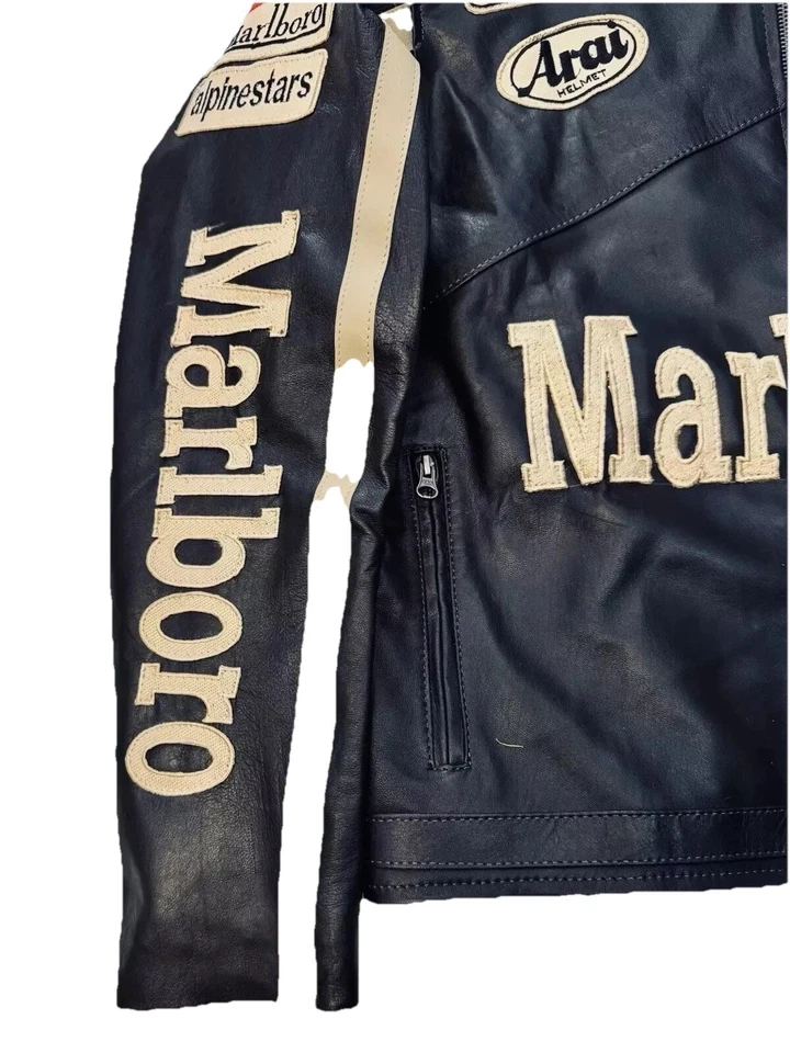 Black MotoGP Black F1 Championship Genuine Leather Motorcycle Riding Jacket - Image 4 of 4