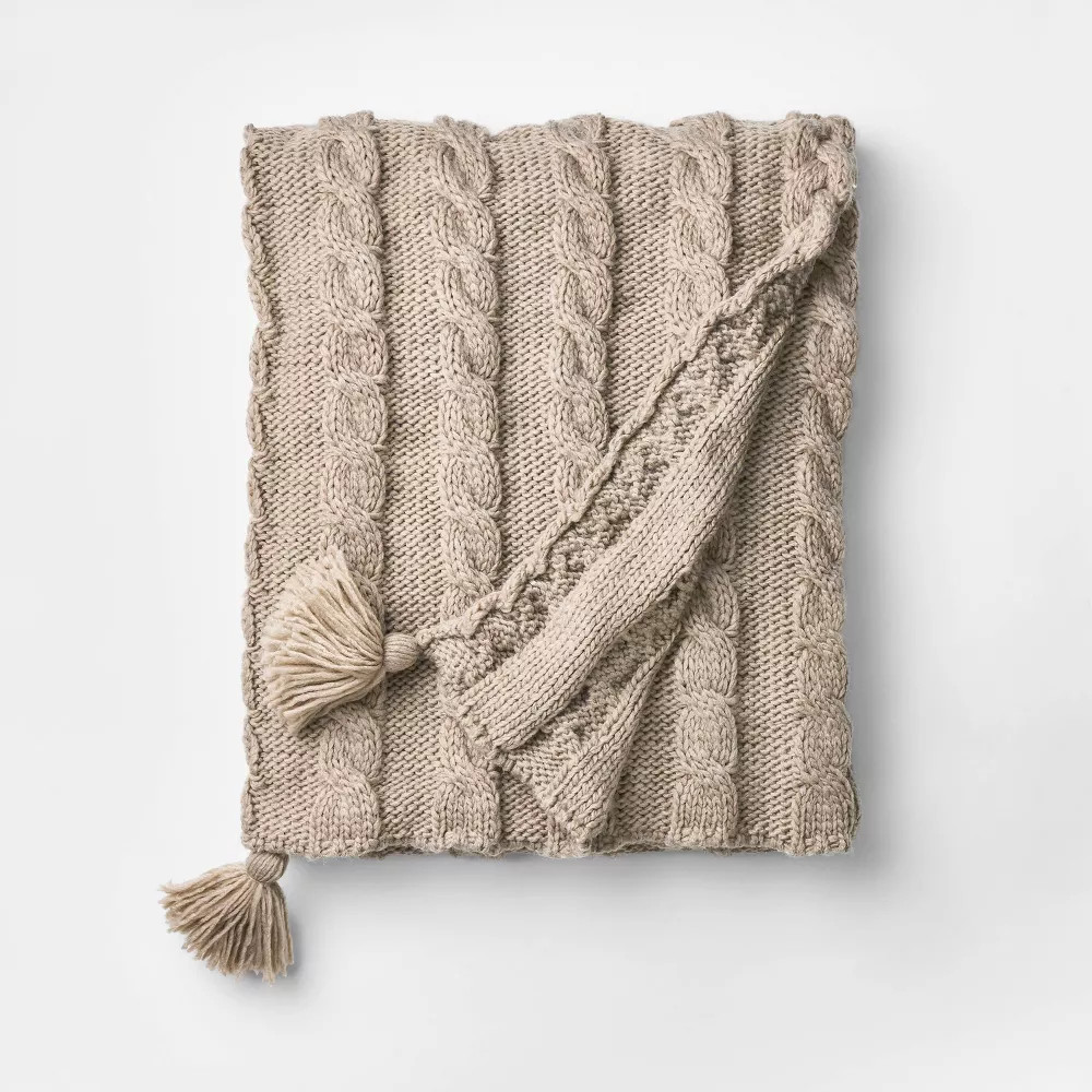 Knit Tassel Braided Throw Neutral - Threshold designed with Studio McGee 3490₽