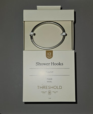 NWT Set of 12 Threshold Oval nickel finish shower hooks