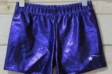DESTIRA Shorts Purple Foil Metallic Gymnastics Bar Cheer CM Child Girls M