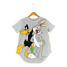 Looney Tunes Bugs Bunny Daffy Duck Graphic T Shirt Gray Kids L 11 13