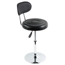 Black PU Leather Swivel Salon Chair Mini Barber Shop Stool with Backrest for ...
