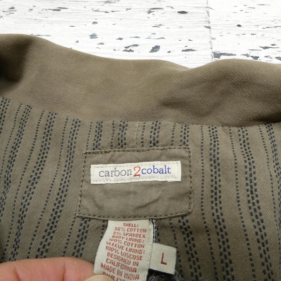 Jaqueta masculina carbon2cobalto grande cáqui algodão stretch blazer forrado casual - Imagem 3 de 4