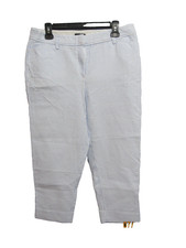 TALBOTS WOMEN'S THE PERFECT CROP PANT BLUE WHITE STRIPE SEERSUCKER 8P VGUC