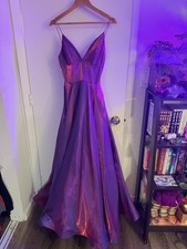 Sherri Hill iridescent Purple Formal Dress With Pockets