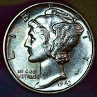 1943-P Mercury Dime – Uncirculated – Brilliant 90% Silver