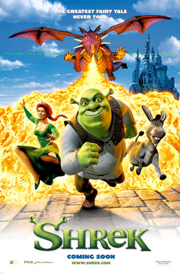 Shrek Movie Poster 2001 11x17 DreamWorks Animation Donkey Fiona
