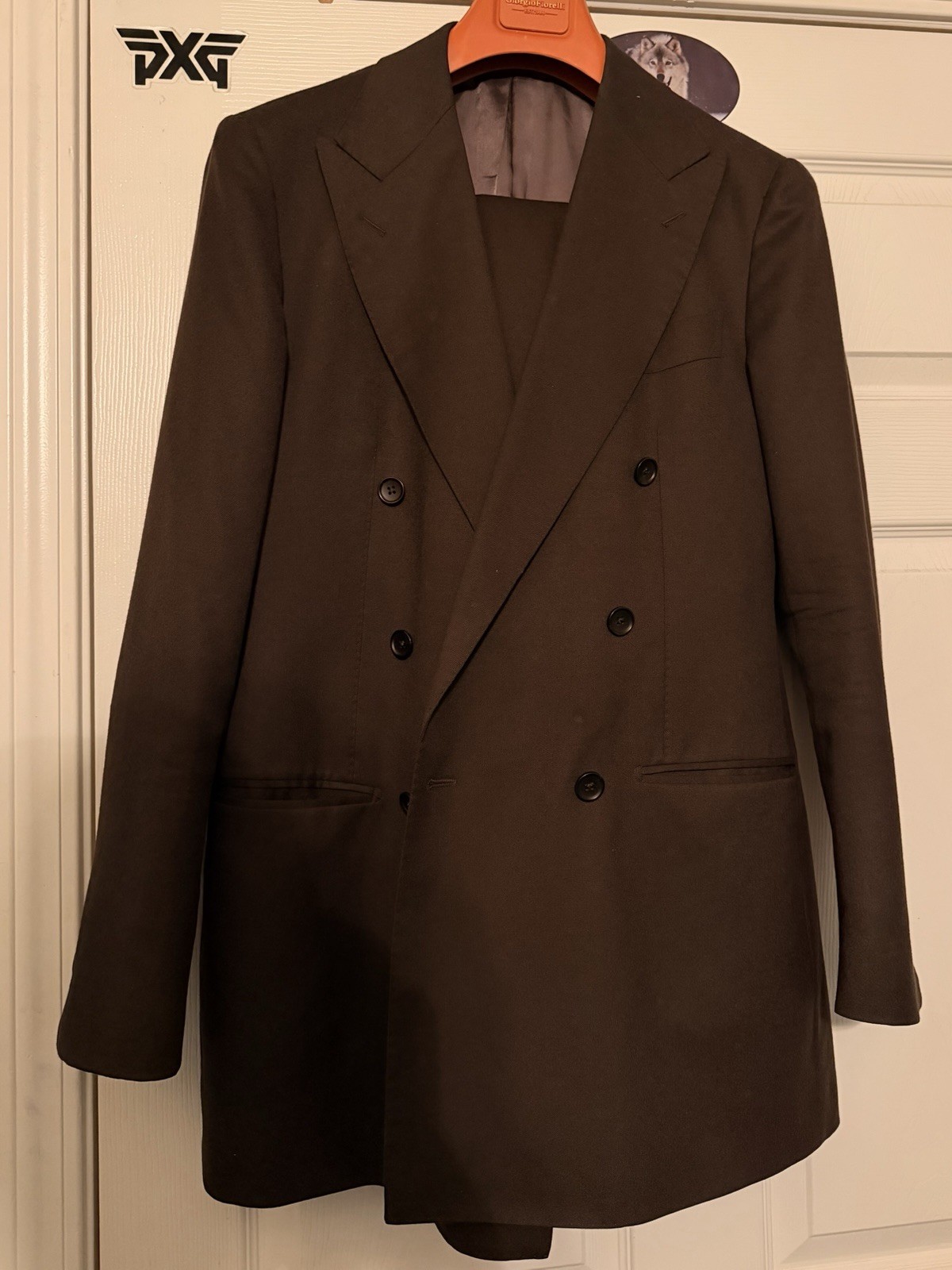 Suitsupply Havana Double-Breasted Slim Fit Brown Wool Suit 42R 2 Piece