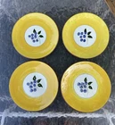 Stangl Pottery Blueberry Pattern Set of 4 Plates Yellow Rim Round Printed