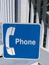 VTG Metal 18” Phone Booth Sign Double Sided Payphone 