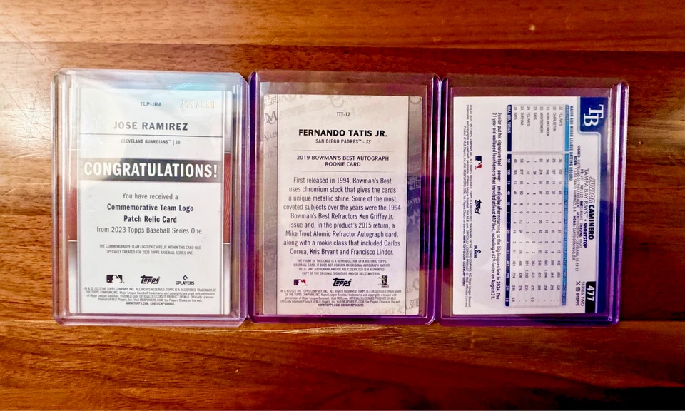 2023 Jose Ramirez TLP-JRA Guardians /299 Junior Caminero Pink Jose Ramirez Auto  - Image 2 of 2