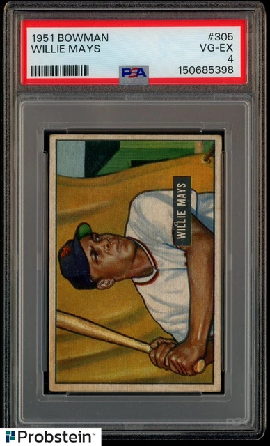 1951 Bowman #305 Willie Mays New York Giants RC Rookie HOF PSA 4 Sehr guter Zustand