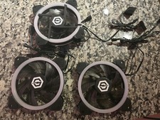 120mm Case Fans Set of 3 White LED 4-Pin Black White Plastic for PC read descrip