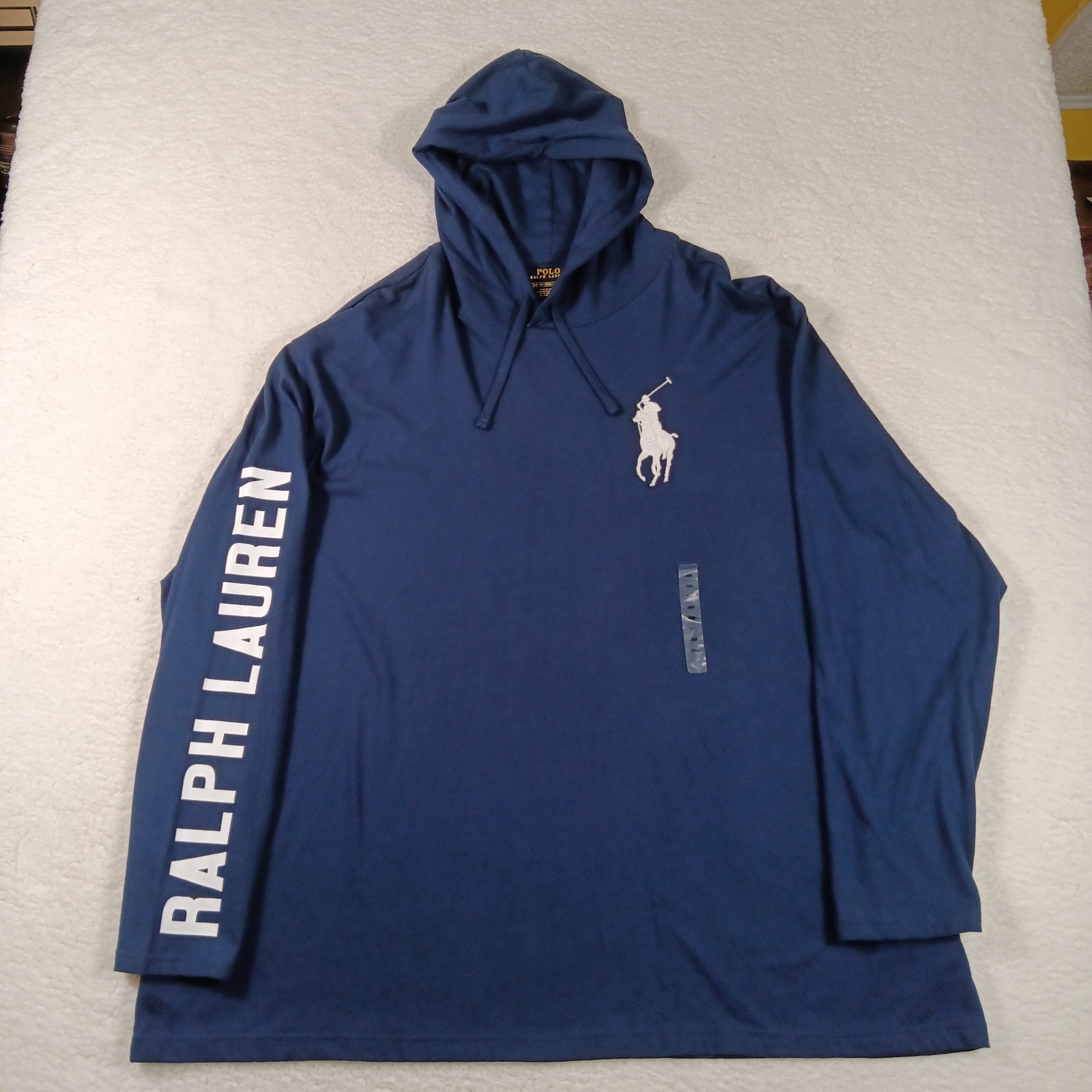 Polo Ralph Lauren felpa con cappuccio uomo 3XB blu pullover leggero grande pony grafica nuova con etichetta