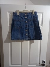 Denim Skirt Short Button Front Size 10