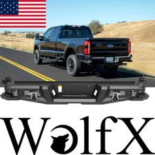 Rear Bumper For 2017-2025 F-250 F-350 Super Duty Powder-Coated Back Bumper