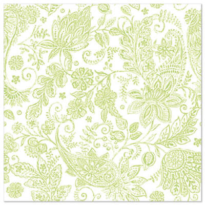 50 Servietten ''ROYAL Collection'' 1/4-Falz 40 cm x 40 cm limonengrün ''Paisley''