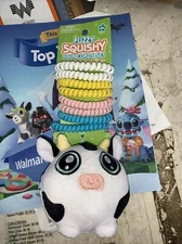 Fuzzy Squishy Cow Plush with 8 Hair Cords Set by Best Brands New With Tags