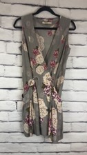Fossil Womens Size Small Gray/Floral Dress With Pockets Sleeveless Wrap