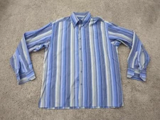 Bernini Button Up Shirt Mens XXL Vertical Stripes Long Sleeve Preppy Casual