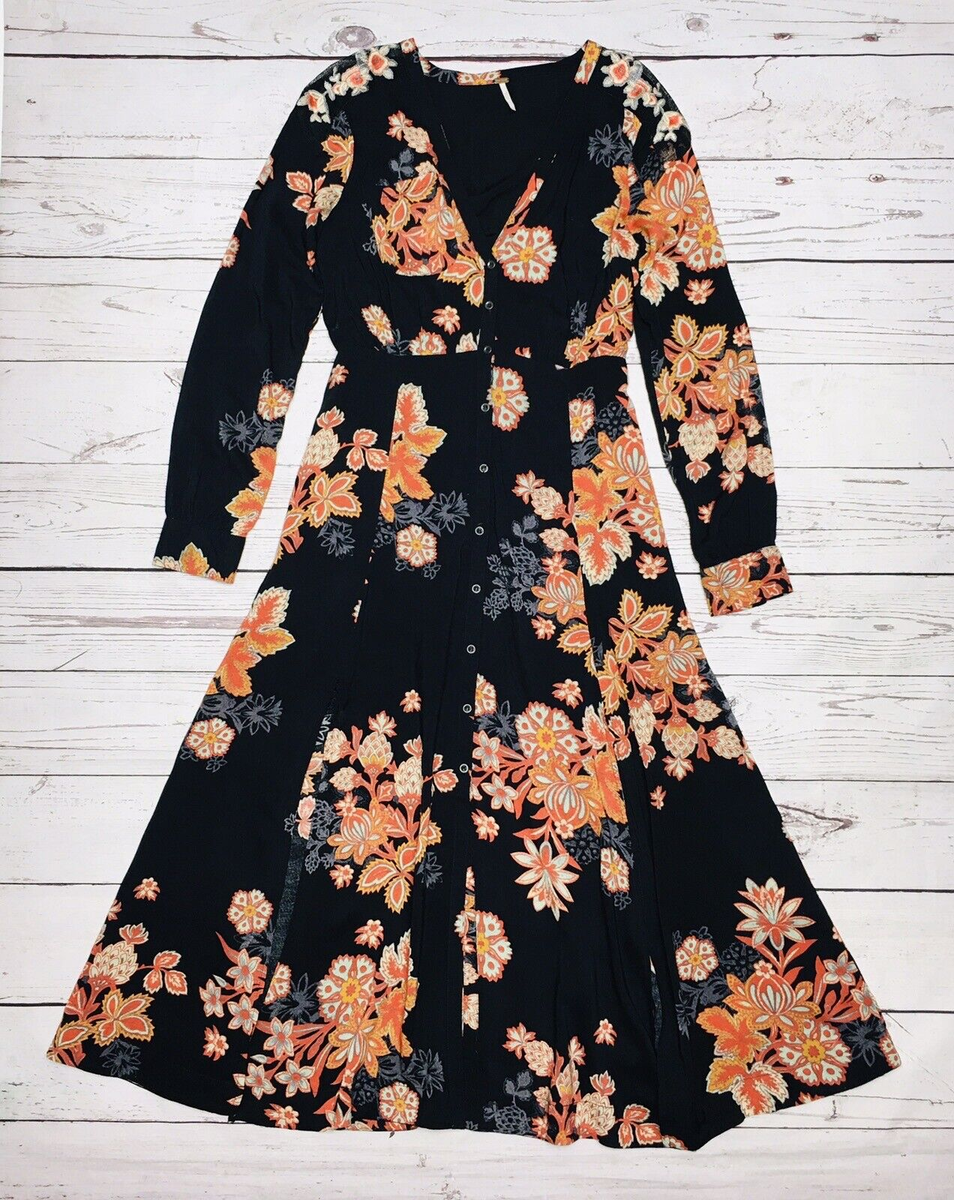 Free People Miranda Midi Button Up Slit Boho Long Sleeve Floral Dress Size 2 | eBay Free People Miranda Midi Button Up Slit Boho Long Sleeve Floral Dress Size 2 | eBay
