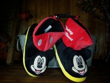 MICKEY MOUSE BOY TODDLER CASUAL SLIPPERS SIZE 9-10 RED BLACK RUBBER SOLES NEW