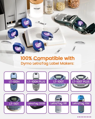 4PK Compatible Dymo LetraTag Refill 16952 12mm Clear Plastic Label Tape LT-100H - Picture 2 of 12