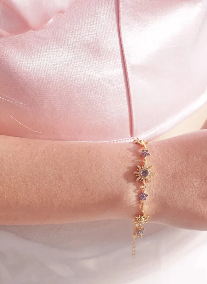 Pulsera Flor Sol, Pulsera Sol, Pulsera Púrpura Foto 2 de 4