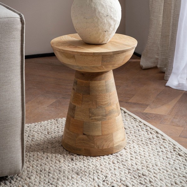 Beistelltisch Massivholz Ø37Cm Rund Wohnzimmertisch Klein Couchtisch Dekotisch-image