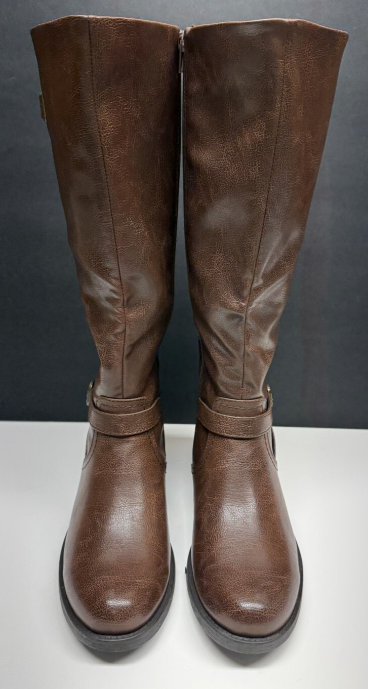 Baretraps Cassidy 1810821 Womens 7 Riding Boot Brown Faux Leather Knee High Boot