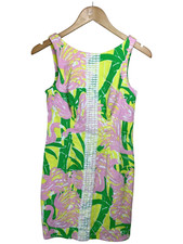 LILLY PULITZER FOR TARGET Dress Size 4 Green Pink Sleeveless Flamingos Preppy