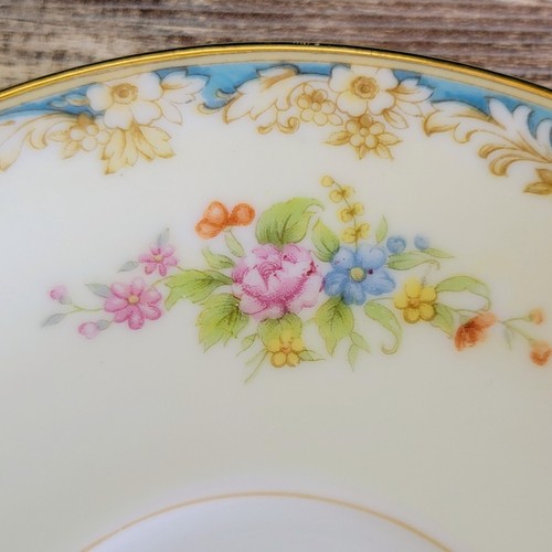 Vintage Cream, White & Blue Floral Teacup & Saucer c.1945-48 Japan Rose China - Picture 3 of 15