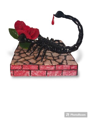 OOAK Light Weight Handmade Scorpion with Rose Figurine, ''Love Stings''
