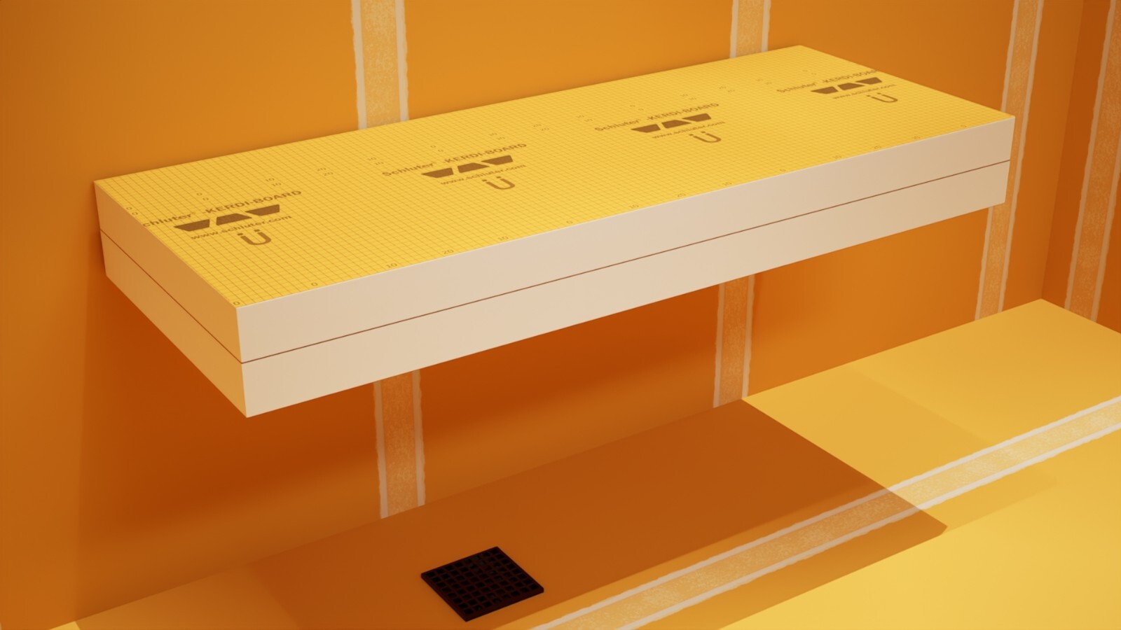 Floating Shower Bench Kit with Schluter® Kerdi Original Shower Bench