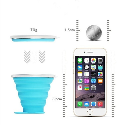 Collapsible Silicone Travel Water Cup Portable Outdoor Camping Coffee Tea Mug - Picture 11 of 17