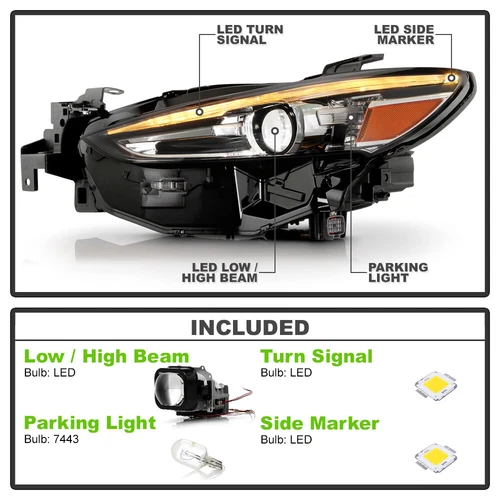 Pair LED Projector Headlights Headlamps For 2018-2021 Mazda 6 w/o Adaptive LH&RH - Picture 4 of 12